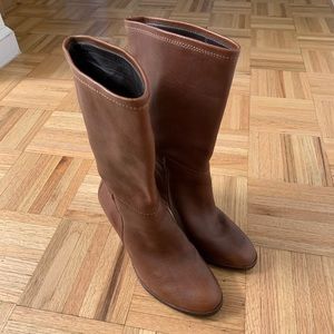 A.P.C calfskin mid heel boots